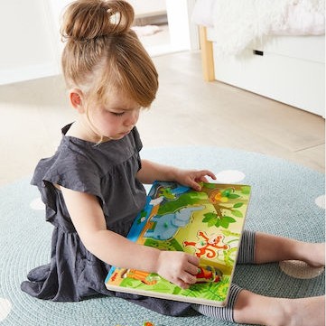 Ξύλινο Παιδικό Puzzle Σφηνώματα Ζωάκια στη Ζούγκλα για 2+ Ετών 6pcs Haba