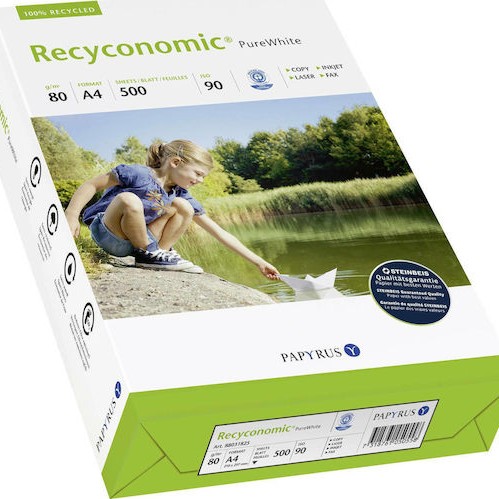 Papyrus Pure White Ανακυκλωμένο Χαρτί Εκτύπωσης A4 80gr/m² 500 φύλλα