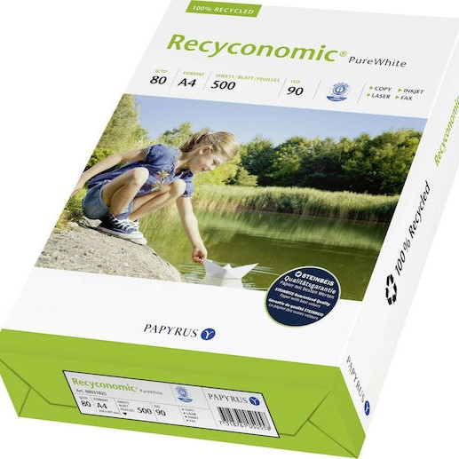 Papyrus Pure White Ανακυκλωμένο Χαρτί Εκτύπωσης A4 80gr/m² 500 φύλλα