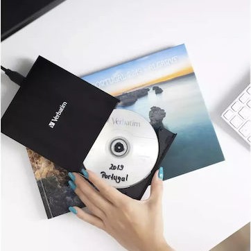 Verbatim External Slimline Εξωτερικός Οδηγός Εγγραφής/Ανάγνωσης DVD/CD για Desktop / Laptop Μαύρο