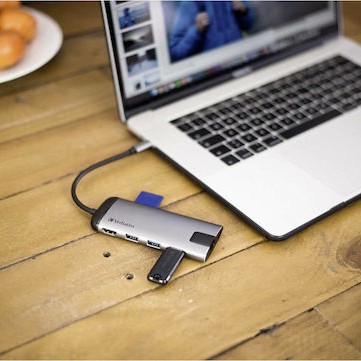 Verbatim USB-C Docking Station με HDMI 4K PD Ethernet Γκρι (49142)