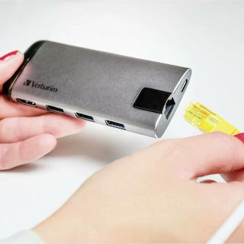 Verbatim USB-C Docking Station με HDMI 4K PD Ethernet Γκρι (49142)