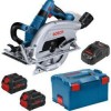 Bosch GKS 18V-70 L Δισκοπρίονο Brushless 18V 2x5.5Ah με Ρύθμιση Ταχύτητας και με Σύστημα Αναρρόφησης