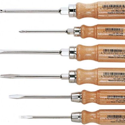 Wiha Workshop Screwdriver Set 6 Pieces Brown Wooden Handles