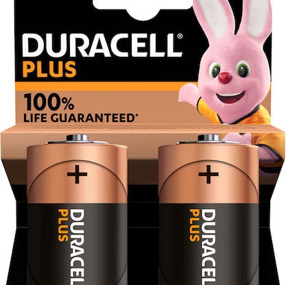 Duracell Plus Αλκαλικές Μπαταρίες D 1.5V 2τμχ