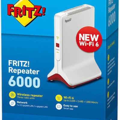 AVM Fritz!Repeater 6000 Mesh WiFi Extender Tri Band (2.4 & 5 & 5GHz) 2400Mbps