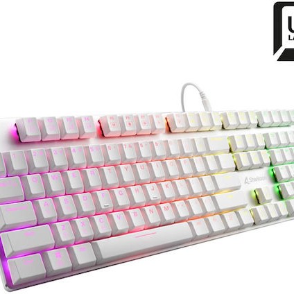 Sharkoon PureWriter RGB Gaming Μηχανικό Πληκτρολόγιο με Kailh Blue διακόπτες και RGB φωτισμό (Αγγλικό US) Λευκό
