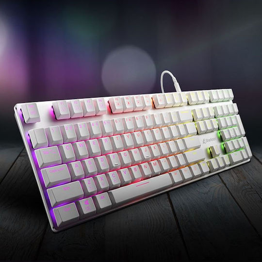 Sharkoon PureWriter RGB Gaming Μηχανικό Πληκτρολόγιο με Kailh Blue διακόπτες και RGB φωτισμό (Αγγλικό US) Λευκό