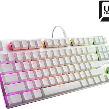 Sharkoon PureWriter TKL RGB Gaming Μηχανικό Πληκτρολόγιο Tenkeyless με Kailh Red διακόπτες και RGB φωτισμό (Αγγλικό US) Λευκό