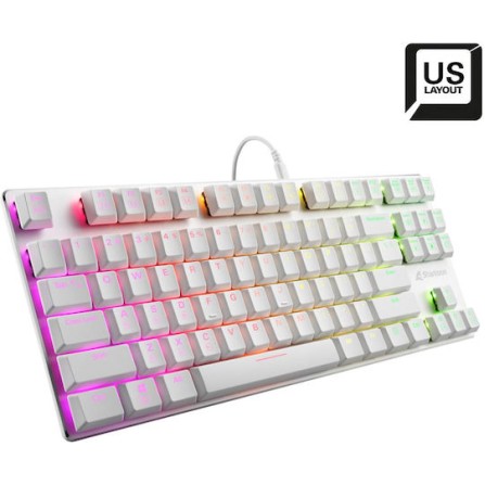 Sharkoon PureWriter TKL RGB Gaming Μηχανικό Πληκτρολόγιο Tenkeyless με Kailh Red διακόπτες και RGB φωτισμό (Αγγλικό US) Λευκό
