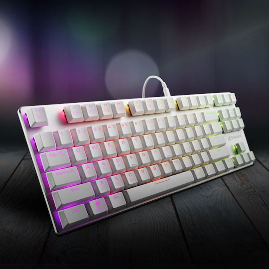 Sharkoon PureWriter TKL RGB Gaming Μηχανικό Πληκτρολόγιο Tenkeyless με Kailh Red διακόπτες και RGB φωτισμό (Αγγλικό US) Λευκό