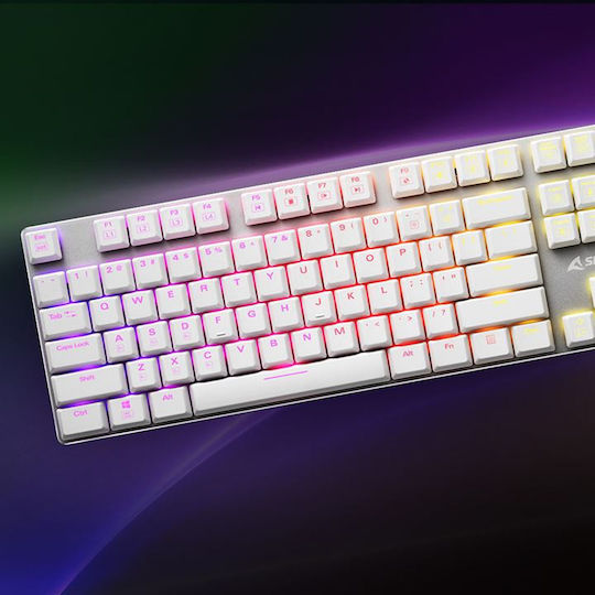 Sharkoon PureWriter TKL RGB Gaming Μηχανικό Πληκτρολόγιο Tenkeyless με Kailh Red διακόπτες και RGB φωτισμό (Αγγλικό US) Λευκό