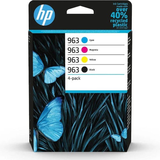 HP 963 Γνήσιο Πακέτο 4 Μελανιών Εκτυπωτή InkJet Κίτρινο / Κυανό / Ματζέντα / Μαύρο (6ZC70AE)