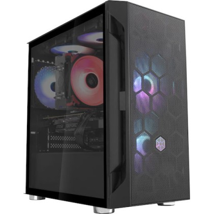Silverstone FARA H1M Gaming Mini Tower Κουτί Υπολογιστή με Πλαϊνό Παράθυρο Μαύρο