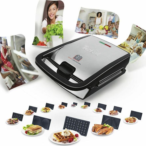 Tefal Snack Collection Τοστιέρα με Αποσπώμενες Πλάκες για 2 Τοστ 700W Inox