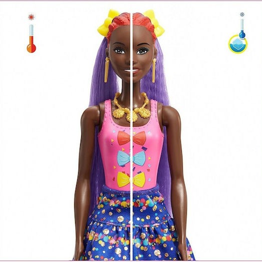 Barbie Hair Swaps Glittery Blue Κούκλα Color Reveal για 3+ Ετών