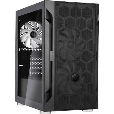Silverstone FARA H1M PRO Gaming Mini Tower Κουτί Υπολογιστή με Πλαϊνό Παράθυρο και RGB Φωτισμό Μαύρο