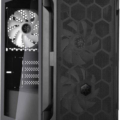 Silverstone FARA H1M PRO Gaming Mini Tower Κουτί Υπολογιστή με Πλαϊνό Παράθυρο και RGB Φωτισμό Μαύρο