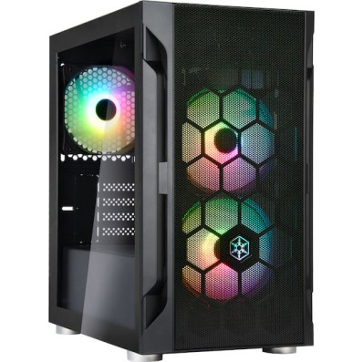 Silverstone FARA H1M PRO Gaming Mini Tower Κουτί Υπολογιστή με Πλαϊνό Παράθυρο και RGB Φωτισμό Μαύρο