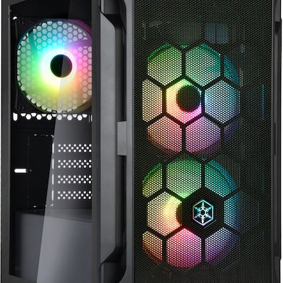 Silverstone FARA H1M PRO Gaming Mini Tower Κουτί Υπολογιστή με Πλαϊνό Παράθυρο και RGB Φωτισμό Μαύρο