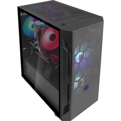 Silverstone FARA H1M PRO Gaming Mini Tower Κουτί Υπολογιστή με Πλαϊνό Παράθυρο και RGB Φωτισμό Μαύρο