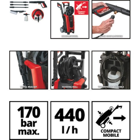 Einhell TE-HP 170 Πλυστικό Ρεύματος 2300W με Πίεση 170bar