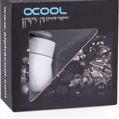 Alphacool Eiszapfen angled adaptor 45° rotatable G1/4 outer thread to G1/4 ínner thread Fittings Λευκό