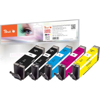 Peach Πακέτο Συμβατών Μελανιών Εκτυπωτή InkJet Canon PGI-580/CLI-581XL Πολλαπλό (Color) / Μαύρο 5τμχ