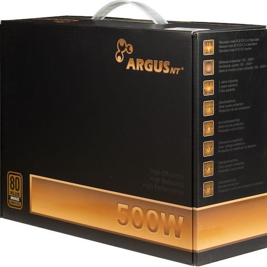 Inter-Tech ArgusNT BPS 500W Μαύρο Τροφοδοτικό Υπολογιστή Full Wired 80 Plus Bronze