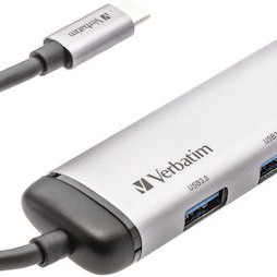 Verbatim V7 USB 3.0 Hub 4 Θυρών με σύνδεση USB-C Ασημί