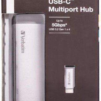 Verbatim V7 USB 3.0 Hub 4 Θυρών με σύνδεση USB-C Ασημί
