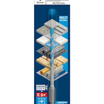 Bosch HEX-9 Διαμαντοτρύπανο Καρβιδίου με Εξάγωνο Στέλεχος για Δομικά Υλικά 90x45mm