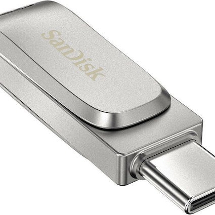 Sandisk Ultra Dual Drive Luxe 64GB USB 3.1 Stick με σύνδεση USB-C & USB-A Ασημί
