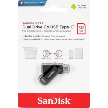 Sandisk Ultra Dual Drive Go 512GB USB 3.1 Stick με σύνδεση USB-A & USB-C Μαύρο