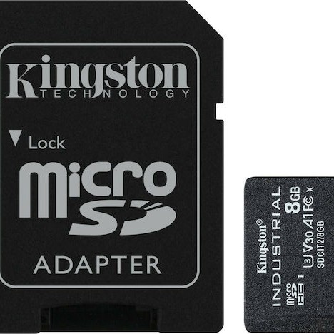 Kingston Industrial microSDHC 8GB Class 10 U3 V30 A1 UHS-I με αντάπτορα