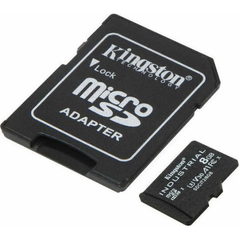 Kingston Industrial microSDHC 8GB Class 10 U3 V30 A1 UHS-I με αντάπτορα