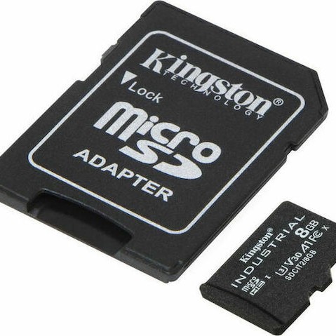 Kingston Industrial microSDHC 8GB Class 10 U3 V30 A1 UHS-I με αντάπτορα