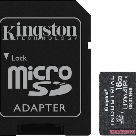Kingston Industrial microSDHC 16GB Class 10 U3 V30 A1 UHS-I με αντάπτορα