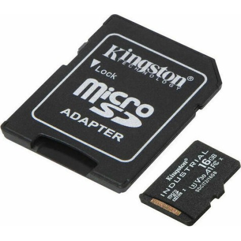 Kingston Industrial microSDHC 16GB Class 10 U3 V30 A1 UHS-I με αντάπτορα