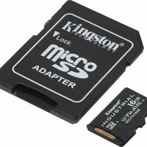 Kingston Industrial microSDHC 16GB Class 10 U3 V30 A1 UHS-I με αντάπτορα