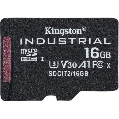 Kingston Industrial microSDHC 16GB Class 10 U3 V30 A1 UHS-I με αντάπτορα