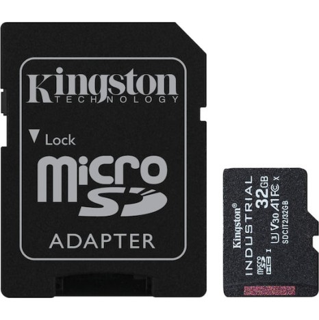 Kingston Industrial microSDHC 32GB Class 10 U3 V30 A1 UHS-I με αντάπτορα