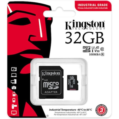 Kingston Industrial microSDHC 32GB Class 10 U3 V30 A1 UHS-I με αντάπτορα