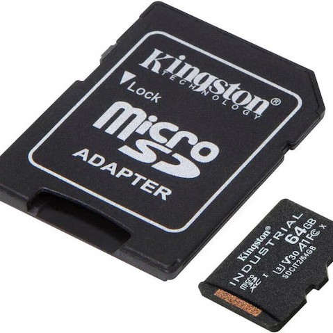 Kingston Industrial microSDXC 64GB Class 10 U3 V30 A1 UHS-I με αντάπτορα
