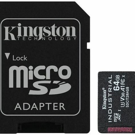 Kingston Industrial microSDXC 64GB Class 10 U3 V30 A1 UHS-I με αντάπτορα