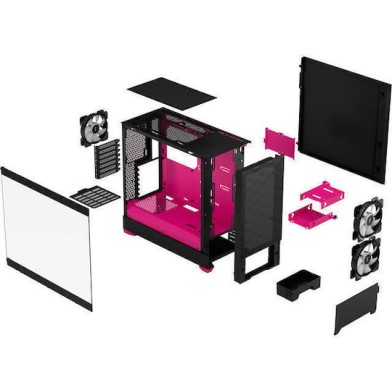 Fractal Design Pop Air Gaming Mini Tower Κουτί Υπολογιστή με Πλαϊνό Παράθυρο και RGB Φωτισμό RGB Magenta Core