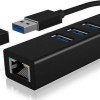 Icy Box USB 3.0 Hub 4 Θυρών με σύνδεση USB-C / USB-A / Ethernet