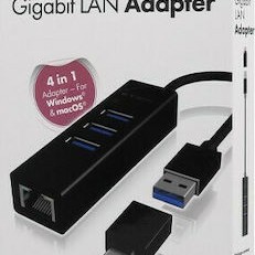 Icy Box USB 3.0 Hub 4 Θυρών με σύνδεση USB-C / USB-A / Ethernet