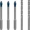 Bosch Σετ 5 Τρυπάνια με Κυλινδρικό Στέλεχος για Δομικά Υλικά, Γυαλί και Πλακίδια