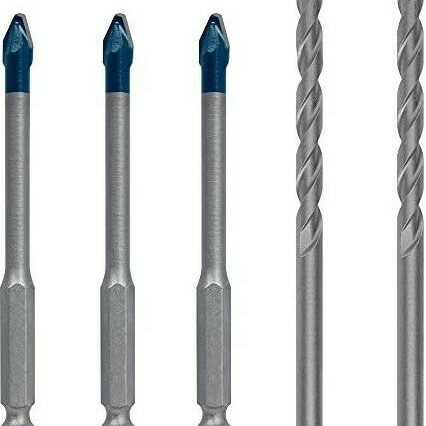 Bosch Σετ 5 Τρυπάνια με Κυλινδρικό Στέλεχος για Δομικά Υλικά, Γυαλί και Πλακίδια